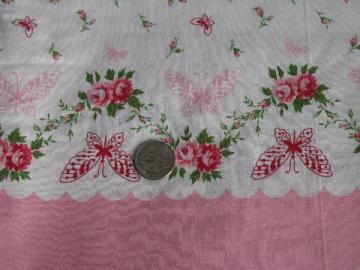 catalog photo of vintage floral border print cotton fabric for making pillowcases