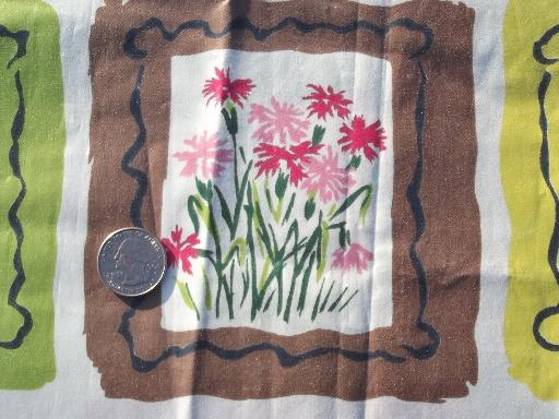 photo of vintage floral print cotton chintz fabric, blocks of bright spring flowers #2