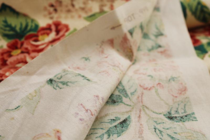 photo of vintage floral print cotton decorator fabric, cottage chic flowers lilacs & roses  #8