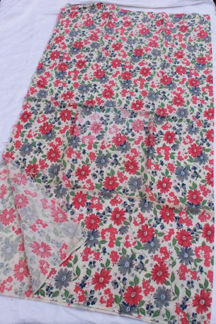 photo of vintage floral print cotton feed sack fabric, pink & blue flowered feedsacks lot #4