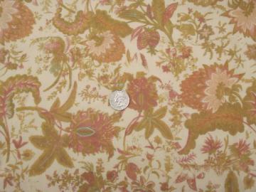 catalog photo of vintage floral print georgette fabric, antique ecru pink flowered sheer rayon 