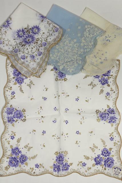 photo of vintage floral print hankies, sheer nylon organza, pretty for party / wedding bunting flags #2