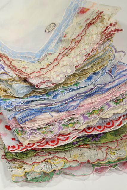 photo of vintage floral print hankies, sheer nylon organza, pretty for party / wedding bunting flags #4