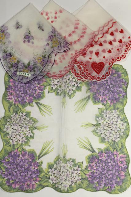 photo of vintage floral print hankies, sheer nylon organza, pretty for party / wedding bunting flags #8