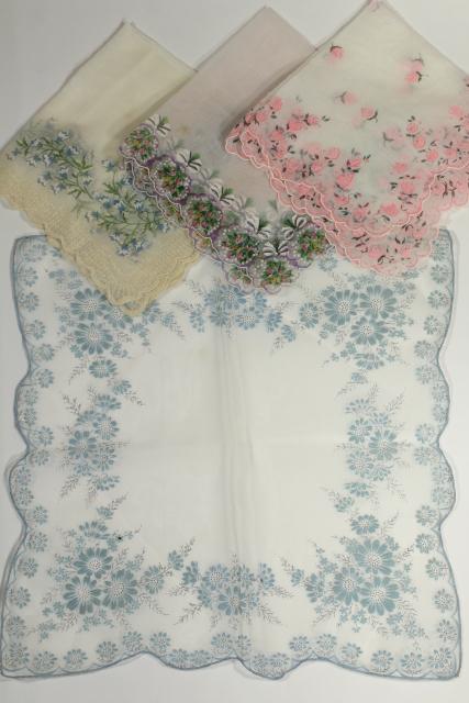 photo of vintage floral print hankies, sheer nylon organza, pretty for party / wedding bunting flags #9