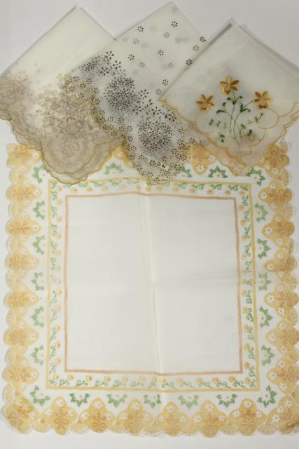 photo of vintage floral print hankies, sheer nylon organza, pretty for party / wedding bunting flags #12