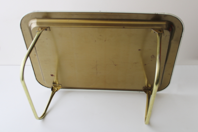 photo of  vintage floral print metal lap tray, folding bed tray or TV dinner tray #6