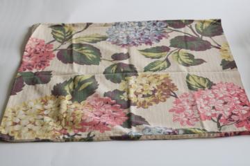 vintage floral print pillow cover, soft pale tan cotton twill cozy cottage granny chic 