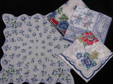 photo of vintage floral printed hankies lot 25 flower print cotton handkerchiefs #2