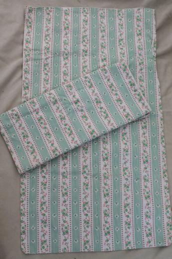 photo of vintage floral stripe cotton ticking fabric pillow covers for feather bed pillows  #1