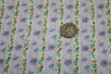 vintage floral stripe print fabric, light soft poly cotton, cottage core prairie girl