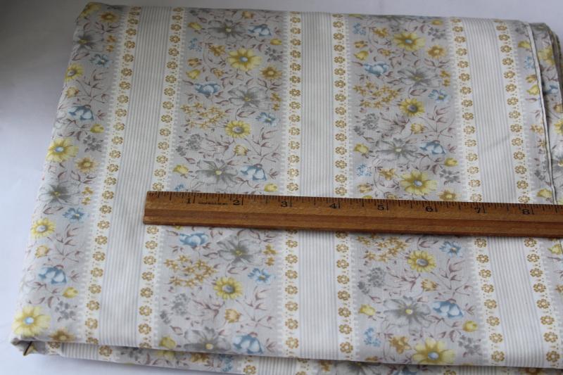 photo of vintage floral ticking stripe cotton fabric, material for quilting or pillow covers #1