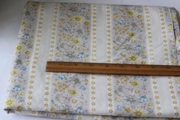 catalog photo of vintage floral ticking stripe cotton fabric, material for quilting or pillow covers