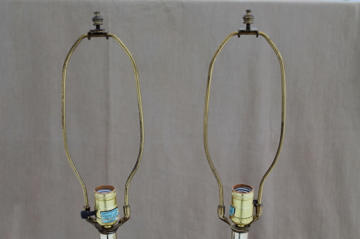 photo of vintage florentine gold & black table lamp pair, huge wood lamps for three-way bulbs #3