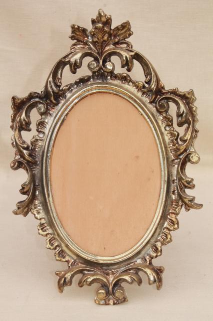 photo of vintage florentine style Italian gold rococo plastic picture frames or frame for oval mirror #4