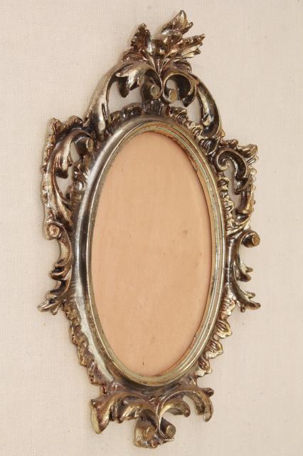 photo of vintage florentine style Italian gold rococo plastic picture frames or frame for oval mirror #7