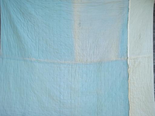 photo of vintage flour and feed sack quilts, primitive old fabric comforters lot #6