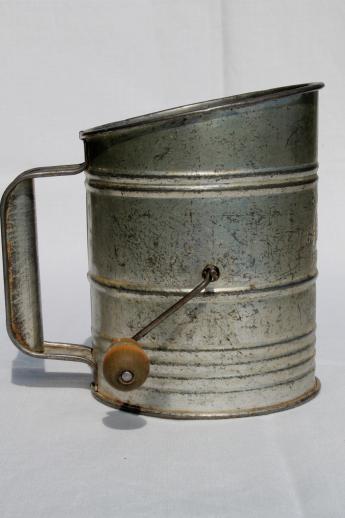 photo of vintage flour sifter Bromwell's Bee w/ patent number from 1930, depression era kitchen tool #5