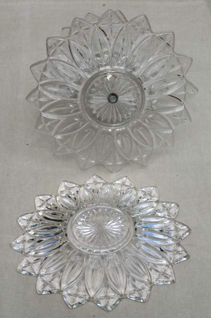 photo of vintage flower petal Federal glass serving pieces & tiered plate cake stand sandwich tray #6