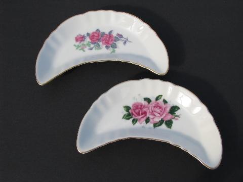 photo of vintage flowered china bone dishes, six different florals #4