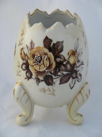 photo of vintage flowered china egg shaped vases for Easter #2