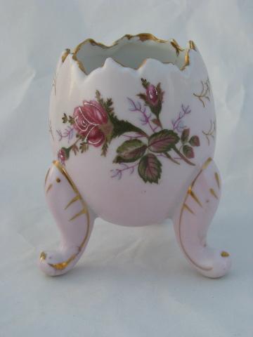 photo of vintage flowered china egg shaped vases for Easter #4