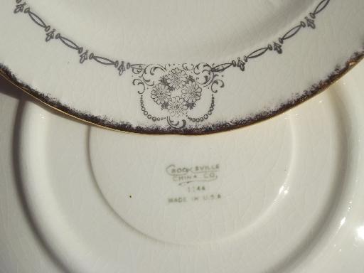 photo of vintage flowered china tea set for 6, teacups & saucers w/ dessert plates #7