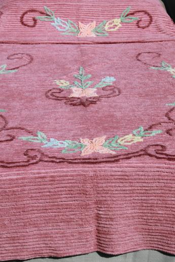 photo of vintage flowered cotton chenille bedspread w/ Callaway paper tag, never used #3