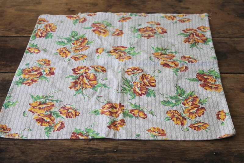 photo of vintage flowered print cotton feed sack fabric, handmade pillow case #1