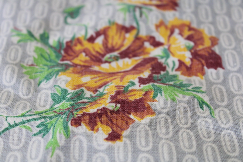 photo of vintage flowered print cotton feed sack fabric, handmade pillow case #2