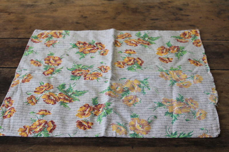 photo of vintage flowered print cotton feed sack fabric, handmade pillow case #3