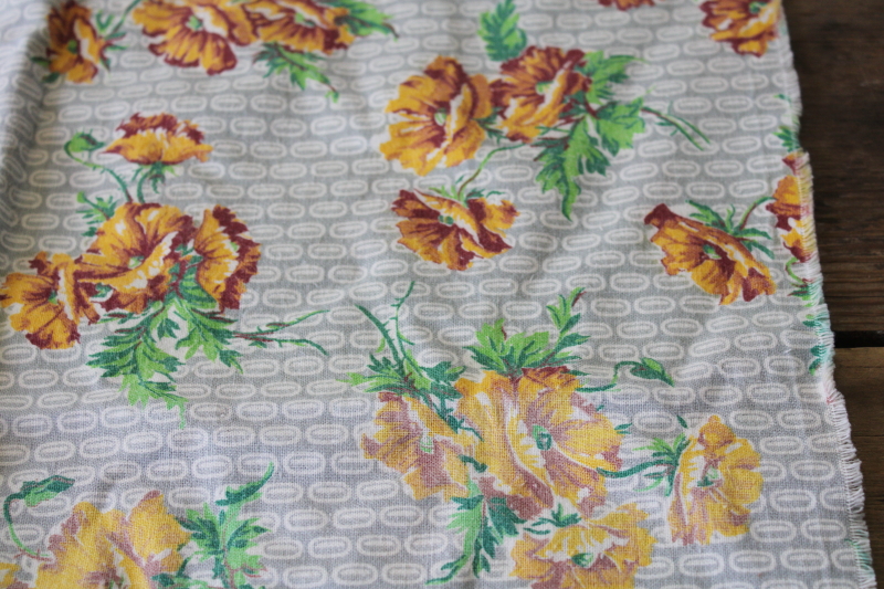 photo of vintage flowered print cotton feed sack fabric, handmade pillow case #4