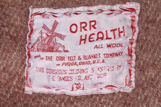 photo of vintage flowered wool blanket, Orr Health indian blanket in soft rose tan colors #5