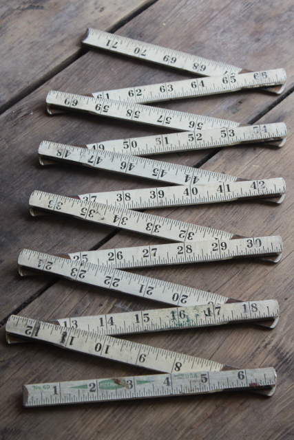 photo of vintage folding ruler lot, jointed measures Lufkin, Master Mechanic old tools  #3