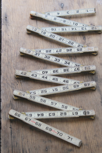 photo of vintage folding ruler lot, jointed measures Lufkin, Master Mechanic old tools  #6