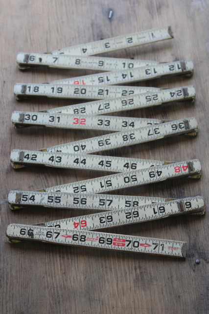 photo of vintage folding ruler lot, jointed measures Lufkin, Master Mechanic old tools  #9