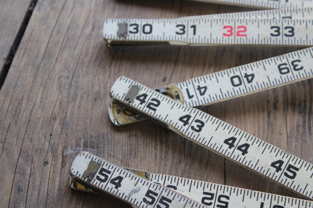 photo of vintage folding ruler lot, jointed measures Lufkin, Master Mechanic old tools  #11