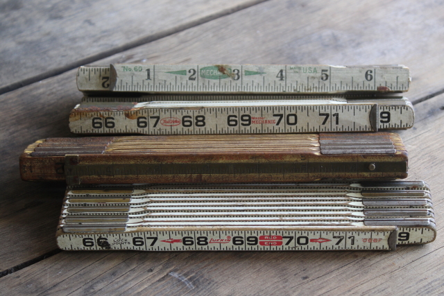 photo of vintage folding ruler lot, jointed measures Lufkin, Master Mechanic old tools  #12