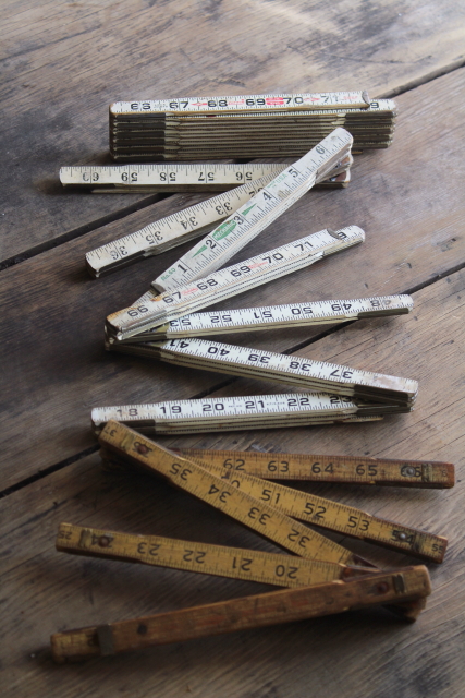 photo of vintage folding ruler lot, jointed measures Lufkin, Master Mechanic old tools  #16