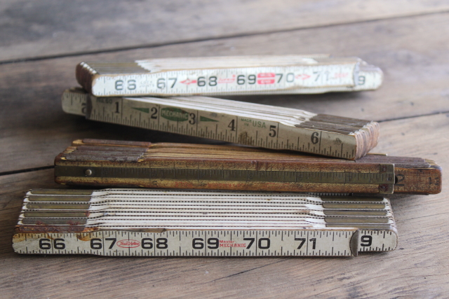 photo of vintage folding ruler lot, jointed measures Lufkin, Master Mechanic old tools  #17