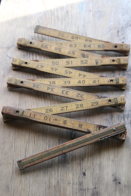 photo of vintage folding ruler lot, jointed measures Lufkin, Master Mechanic old tools  #18