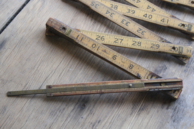 photo of vintage folding ruler lot, jointed measures Lufkin, Master Mechanic old tools  #19