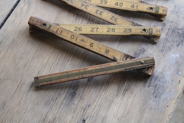 photo of vintage folding ruler lot, jointed measures Lufkin, Master Mechanic old tools  #20