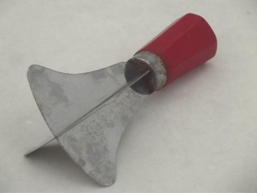 photo of vintage food chopper w/ cherry red bakelite handle, Corona stainless blades  #1