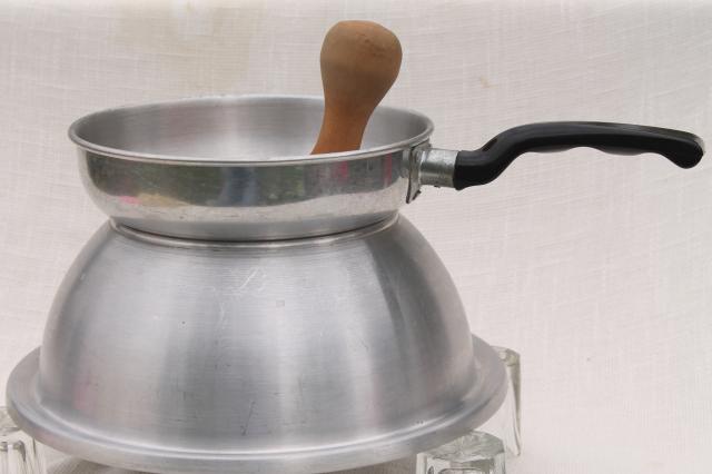 photo of vintage food mill strainer w/  ring to fit on a pot, cone shaped sieve w/ wood masher pestle #2