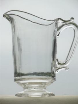 catalog photo of vintage footed glass pitcher, tall water pitcher or lemonade pitcher