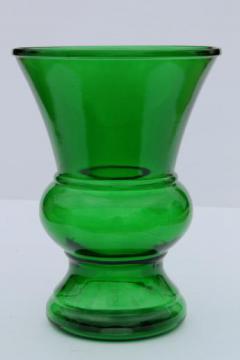 catalog photo of vintage forest green glass vase, huge retro glass vase for flowers or branches