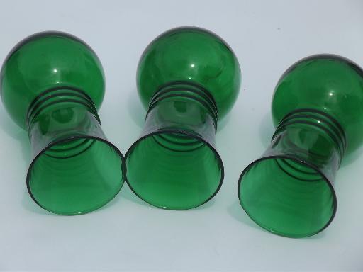 photo of vintage forest green glass vases, retro 50s 60s Anchor Hocking glas #3