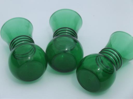 photo of vintage forest green glass vases, retro 50s 60s Anchor Hocking glas #4