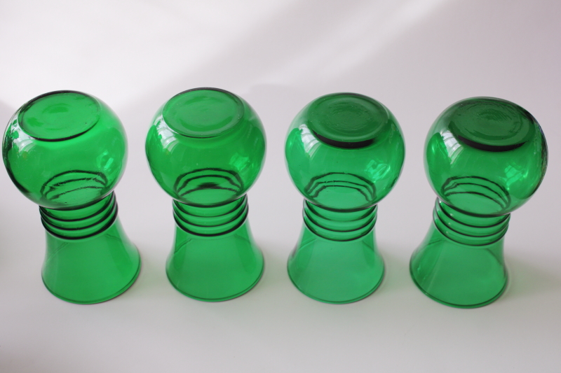 photo of vintage forest green glass vases set of four, holiday table centerpiece grouping  #3